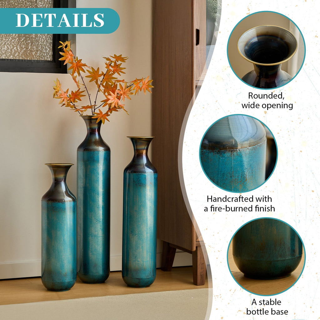 Torch – Fired Metal Vases Set of 3, Tall