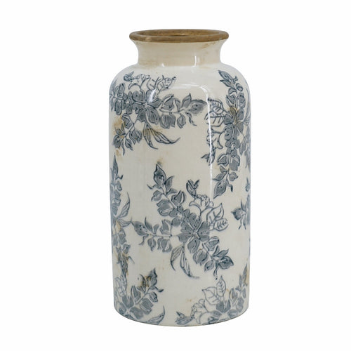 5.3x5.3x10.2" Flower Vase with Floral Pattern