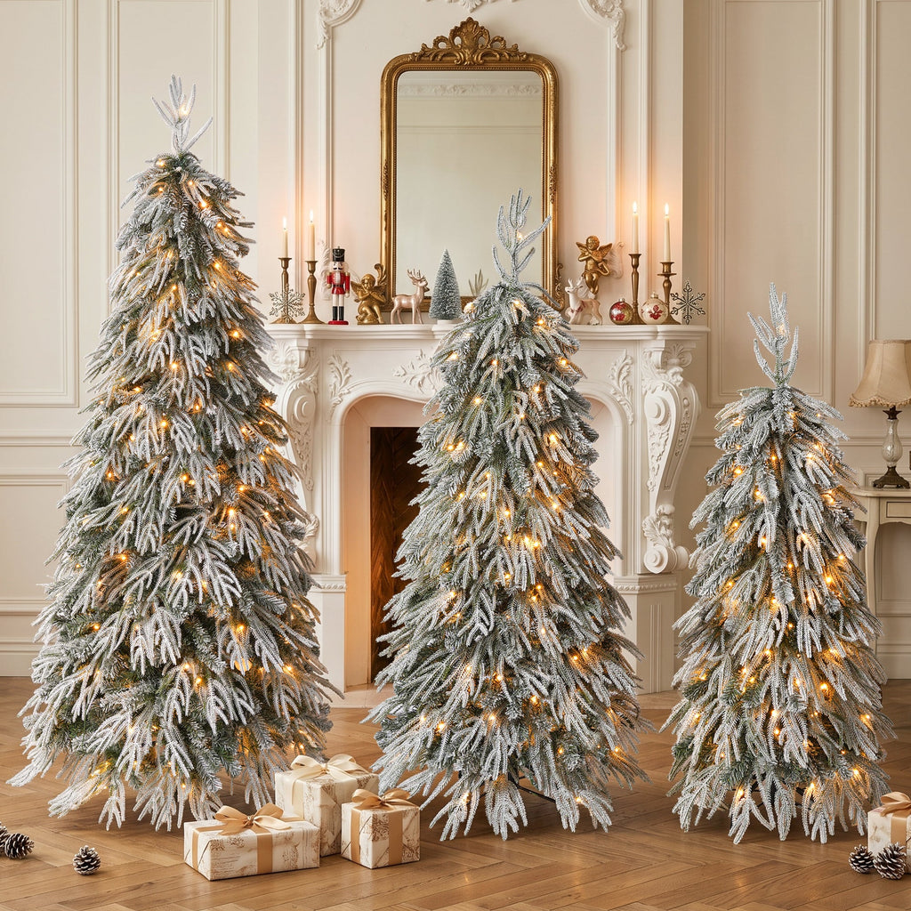 Snowy Cascading Christmas Trees 3 – Piece Set