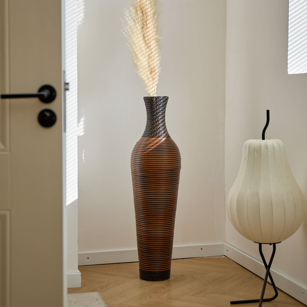 Hand – Woven PVC Rattan Floor Vase, 39 Inch Tall
