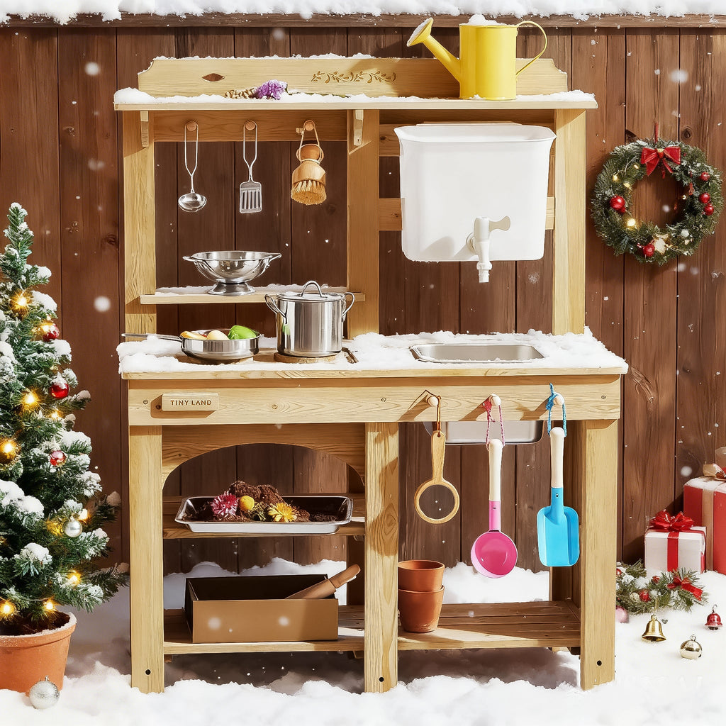 Tiny Land® Mud Kitchen – DuoPlay Outdoor Play Kitchen for Kids