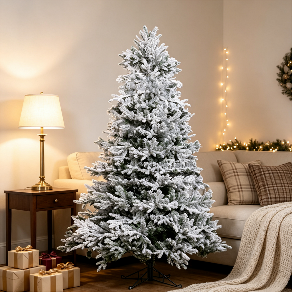 7 FT Snow – Flocked PE/PVC Hybrid Christmas Tree