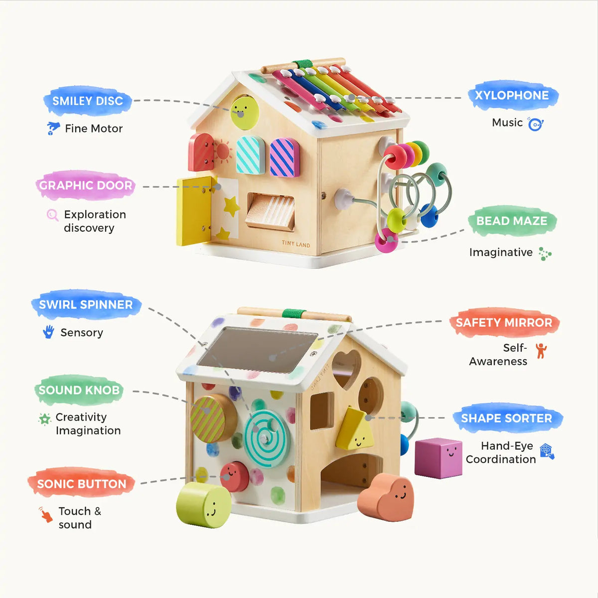Tiny Land® Cottage Activity Cube – Rainbow