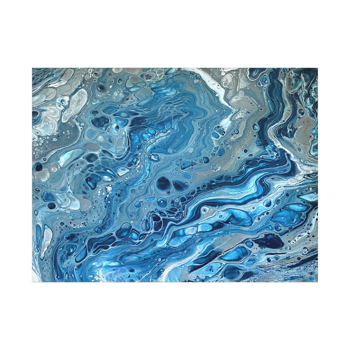 Bespattered Facade Blue Marble Stretched Matte Canvas Art Prints | Multiple Sizes