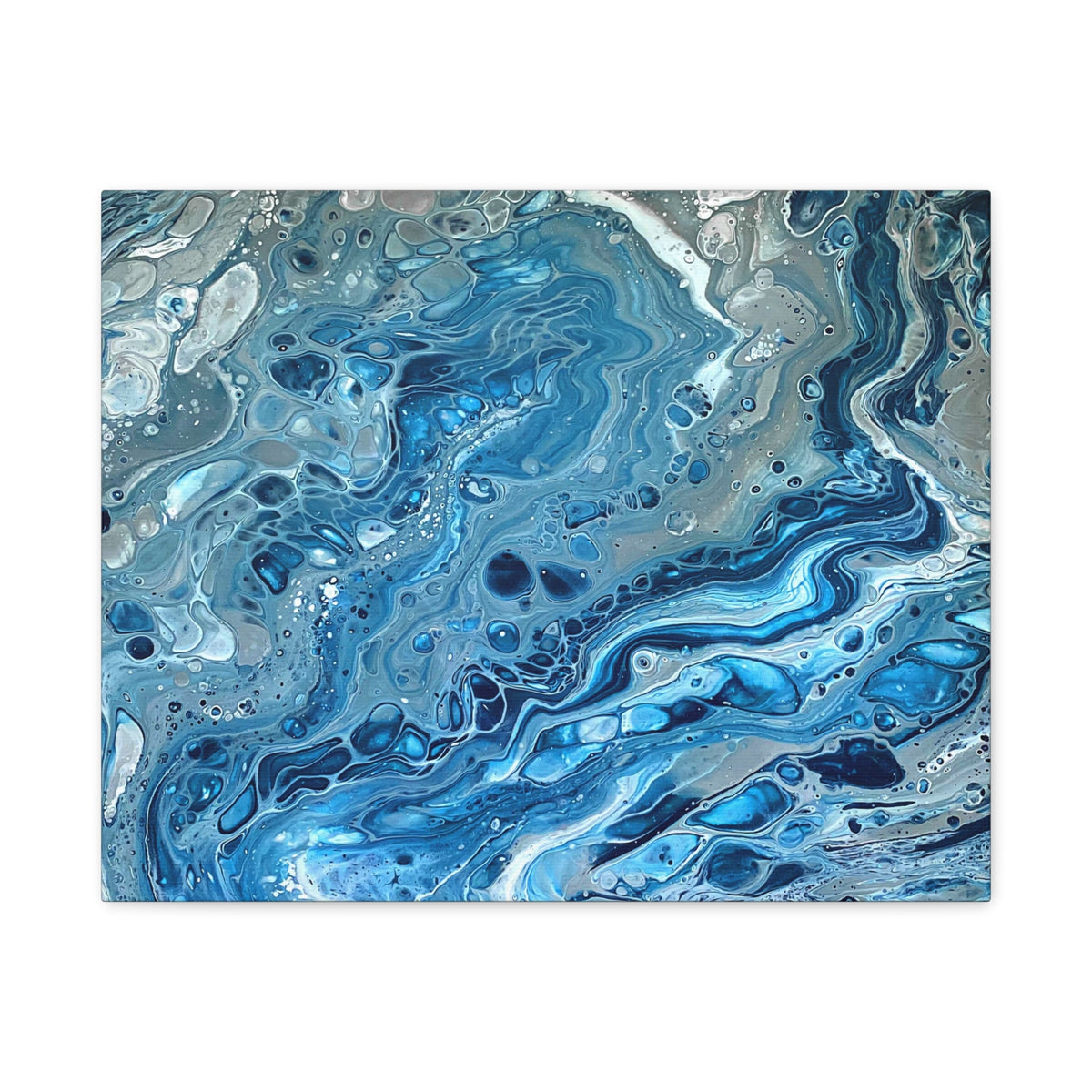Bespattered Facade Blue Marble Stretched Matte Canvas Art Prints | Multiple Sizes