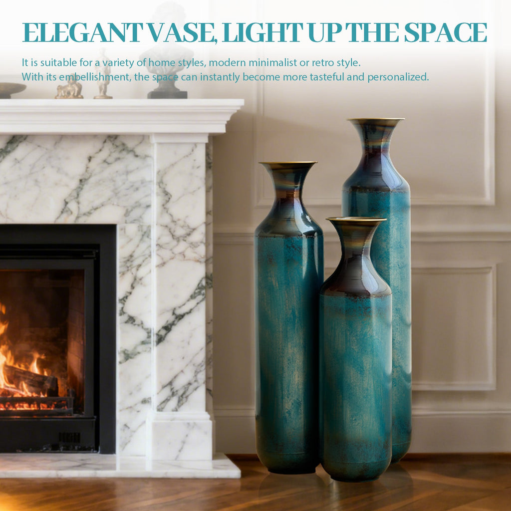 Torch – Fired Metal Vases Set of 3, Tall