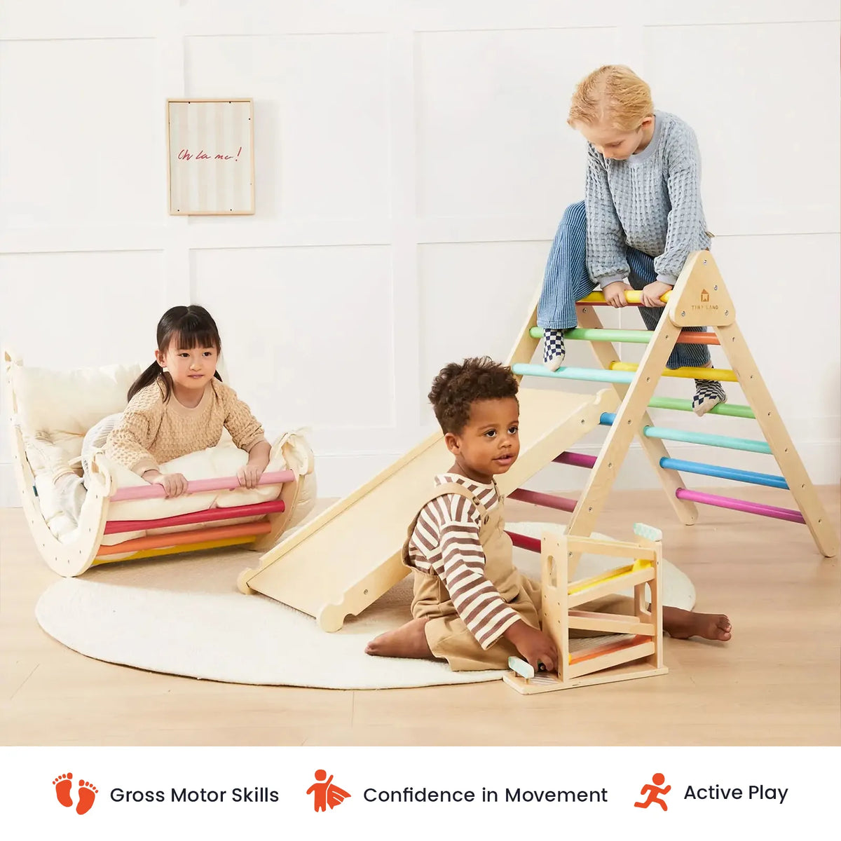 Tiny Land® Pikler Triangle 7 – in – 1 Montessori Climbing Set