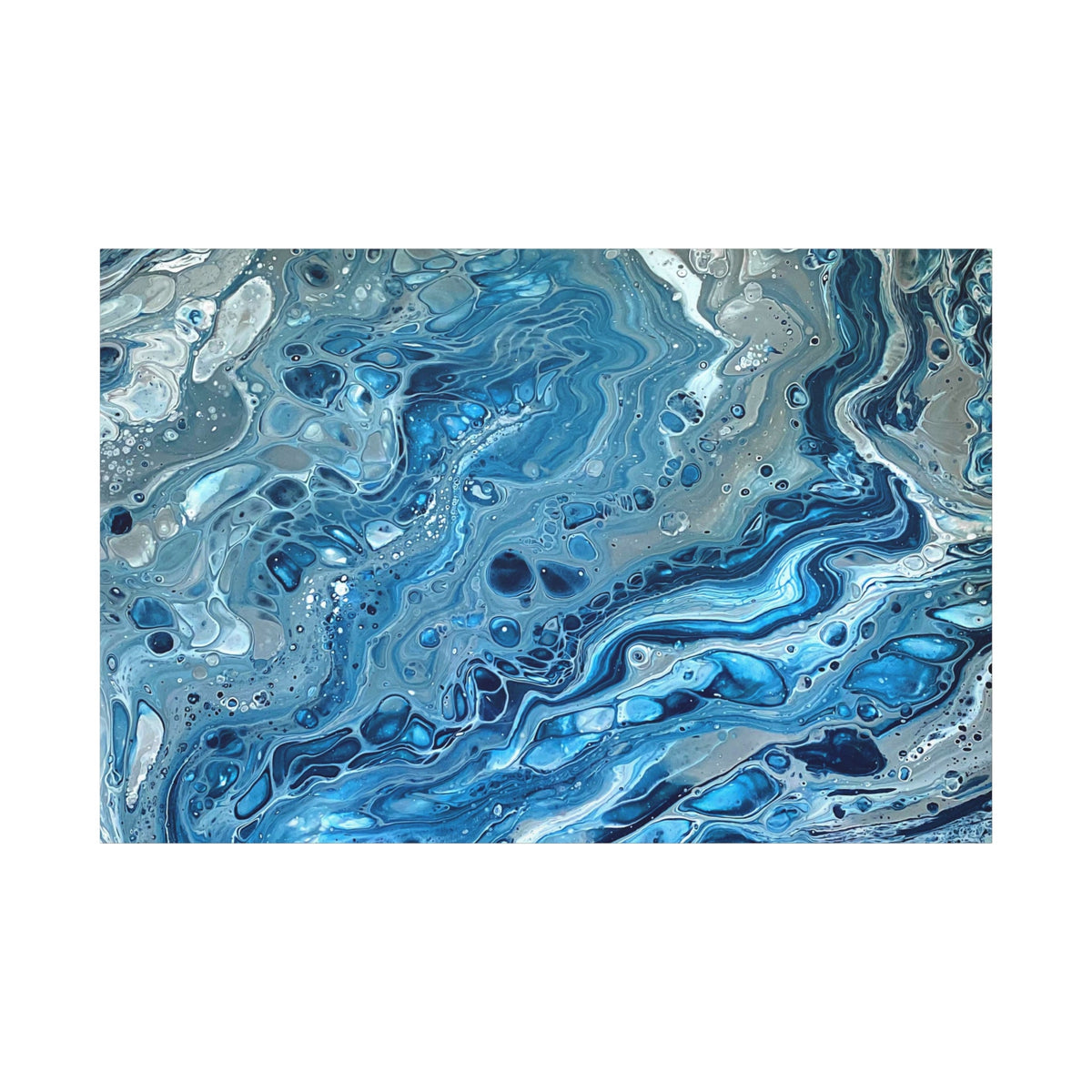 Bespattered Facade Blue Marble Stretched Matte Canvas Art Prints | Multiple Sizes