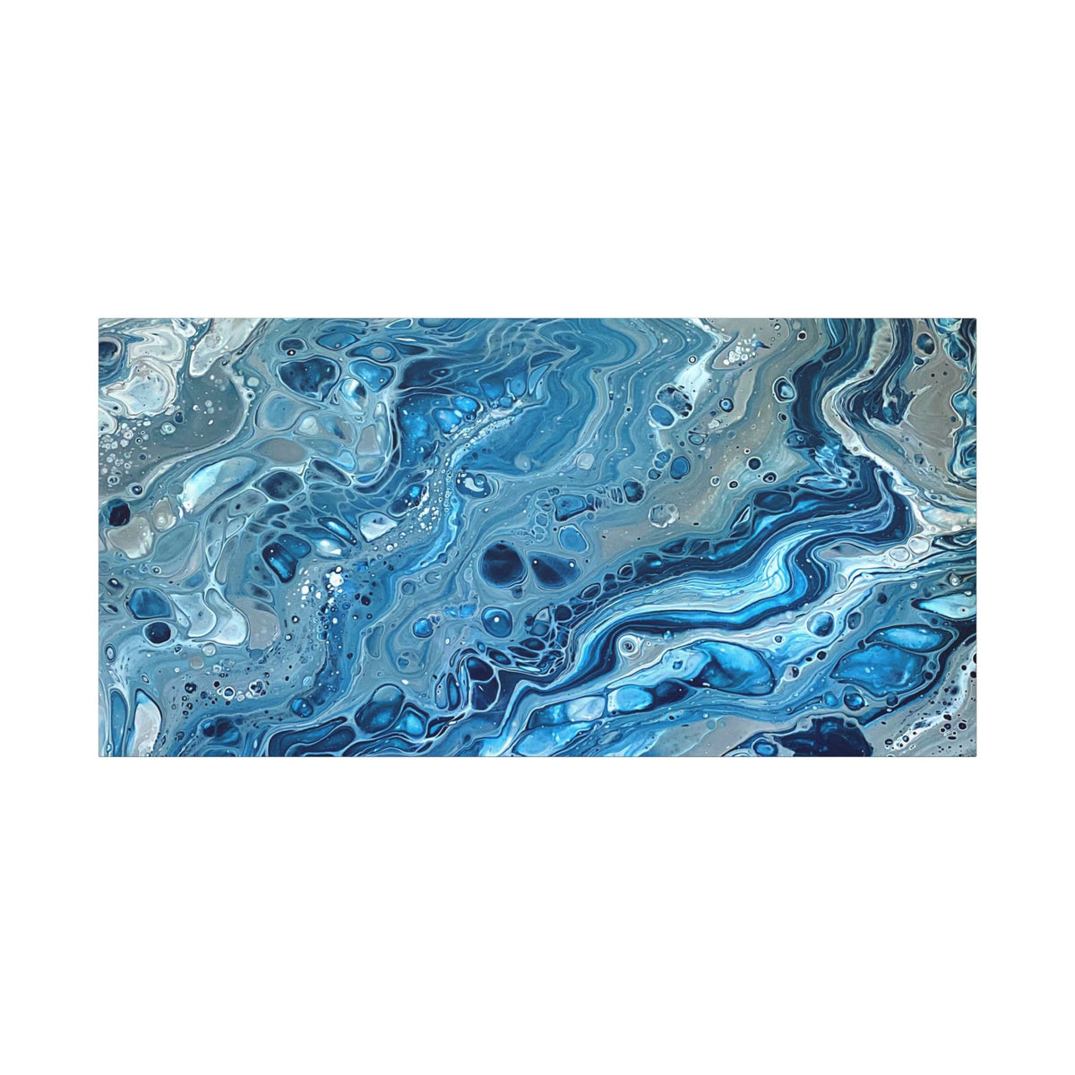 Bespattered Facade Blue Marble Stretched Matte Canvas Art Prints | Multiple Sizes
