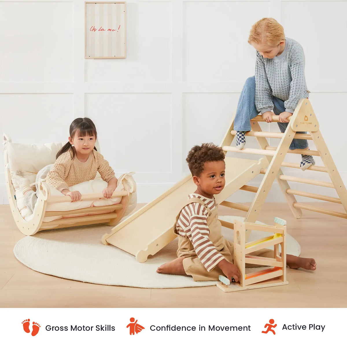 Tiny Land® 7 – in – 1 Montessori Climbing Set with Play Pad