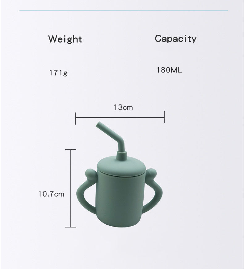 Children's Silicone Water Cup With Straw Silicone Anti – Drop Water Cup Leak – Proof Binaural Training Learning Drinking