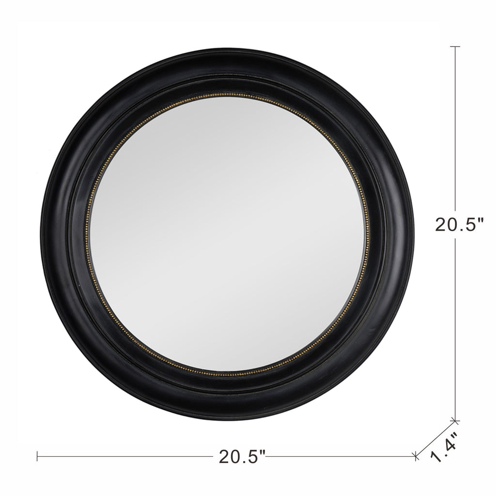 Round Black Wall Mirror for Entryway or Bathroom, 20.5 in