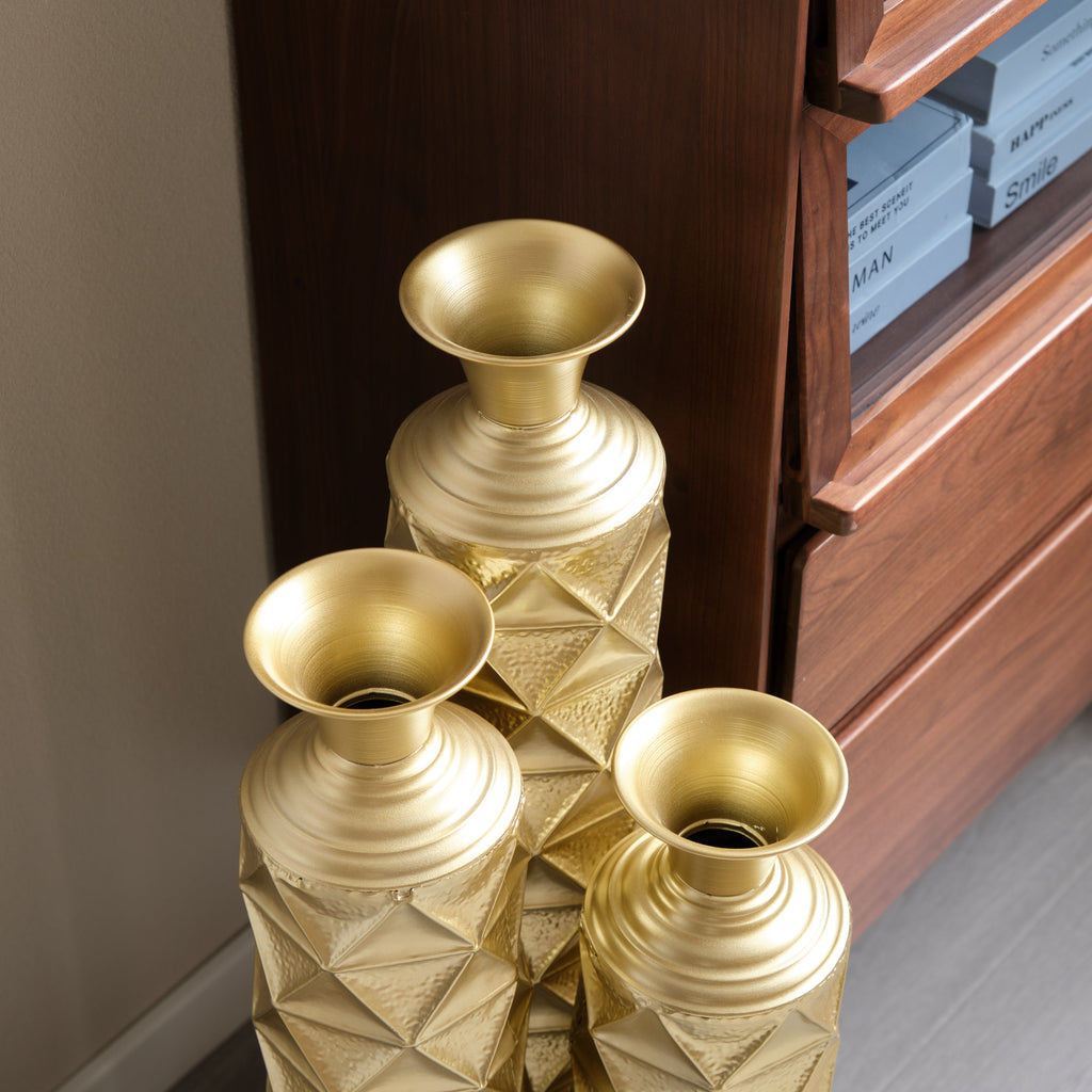 Semi – Handmade Metal Floor Vase Set of 3