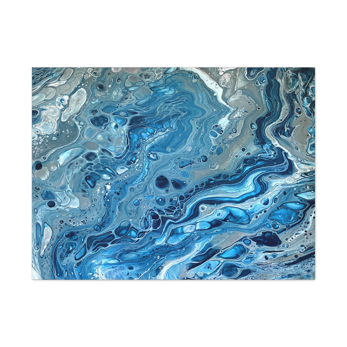 Bespattered Facade Blue Marble Stretched Matte Canvas Art Prints | Multiple Sizes