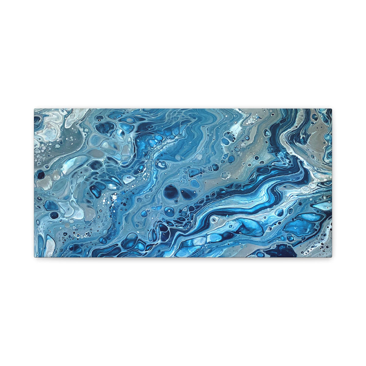 Bespattered Facade Blue Marble Stretched Matte Canvas Art Prints | Multiple Sizes