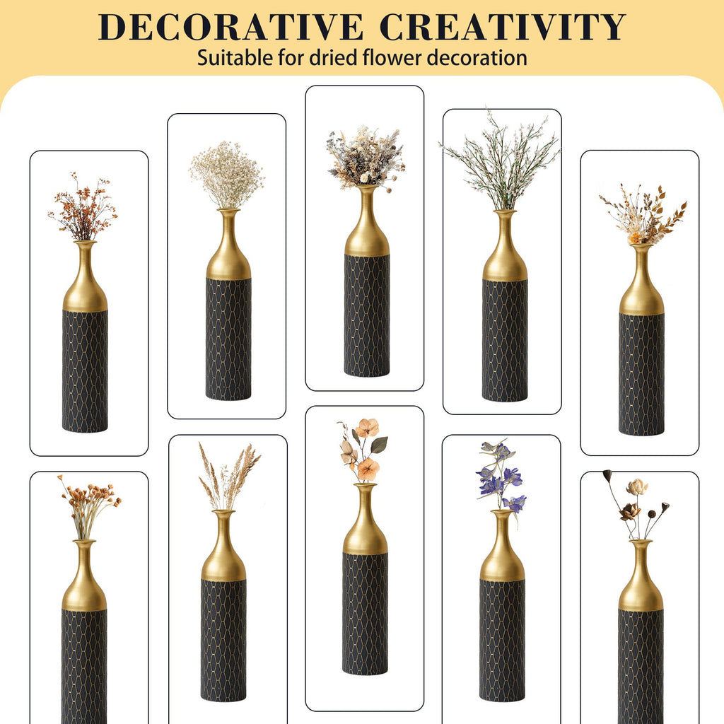 3 – Piece Handcrafted Metal Floor Vase Set