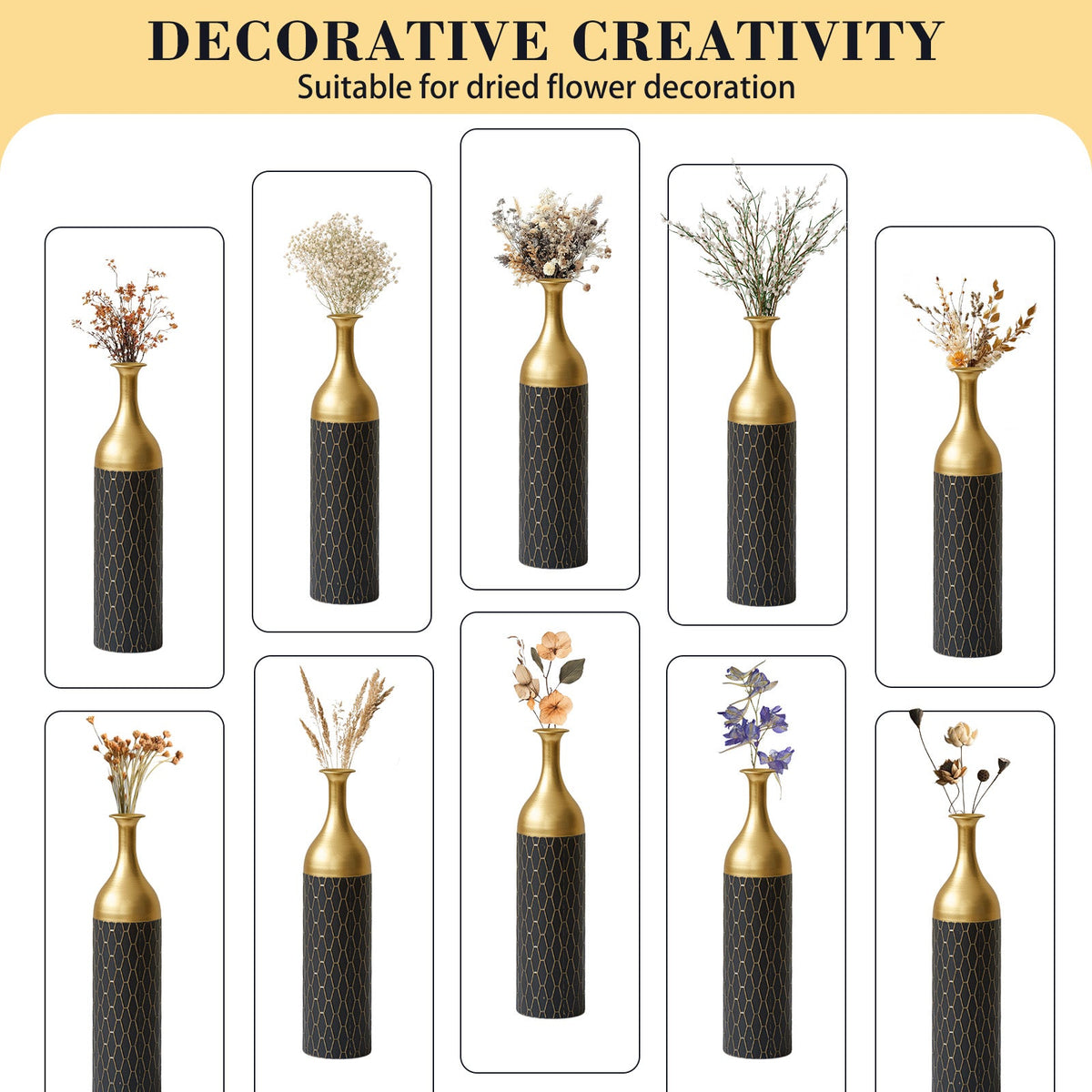 3 – Piece Handcrafted Metal Floor Vase Set