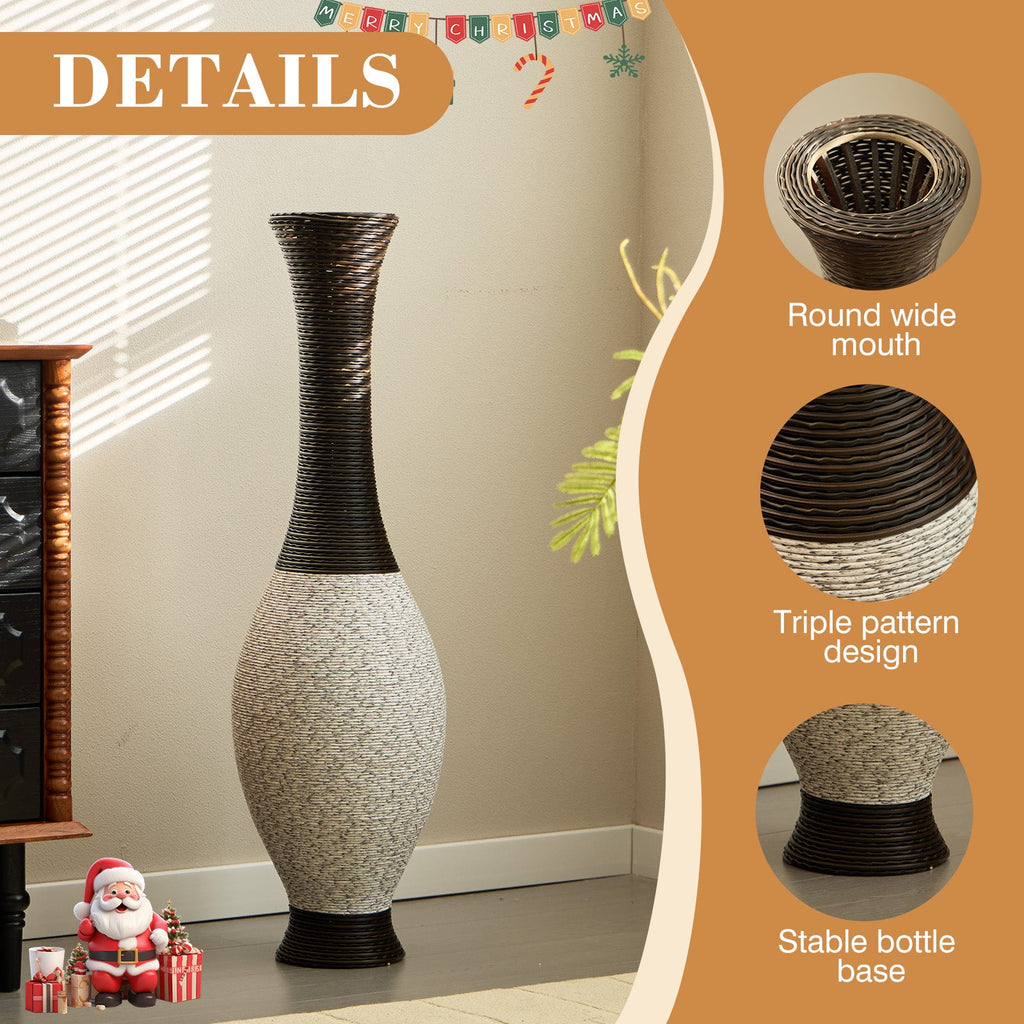 Hand – Woven PVC Rattan Look Floor Vase