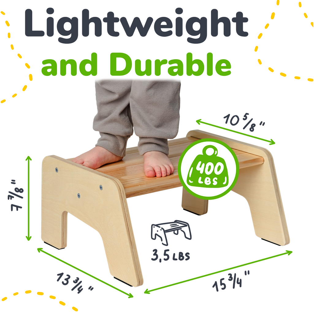 1 – Step Wooden Stool for Kids(Multi – Purpose Step Stool for Kitchen, Bath, and Potty Training)