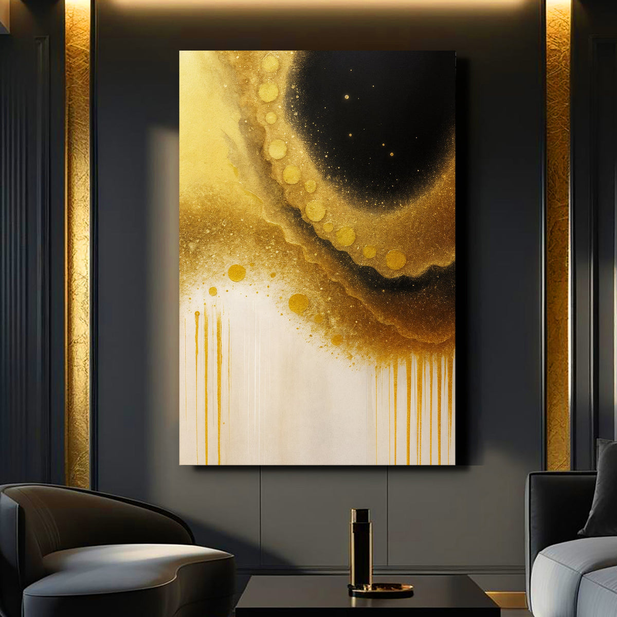 Minimalist Black and Gold Wall Art
