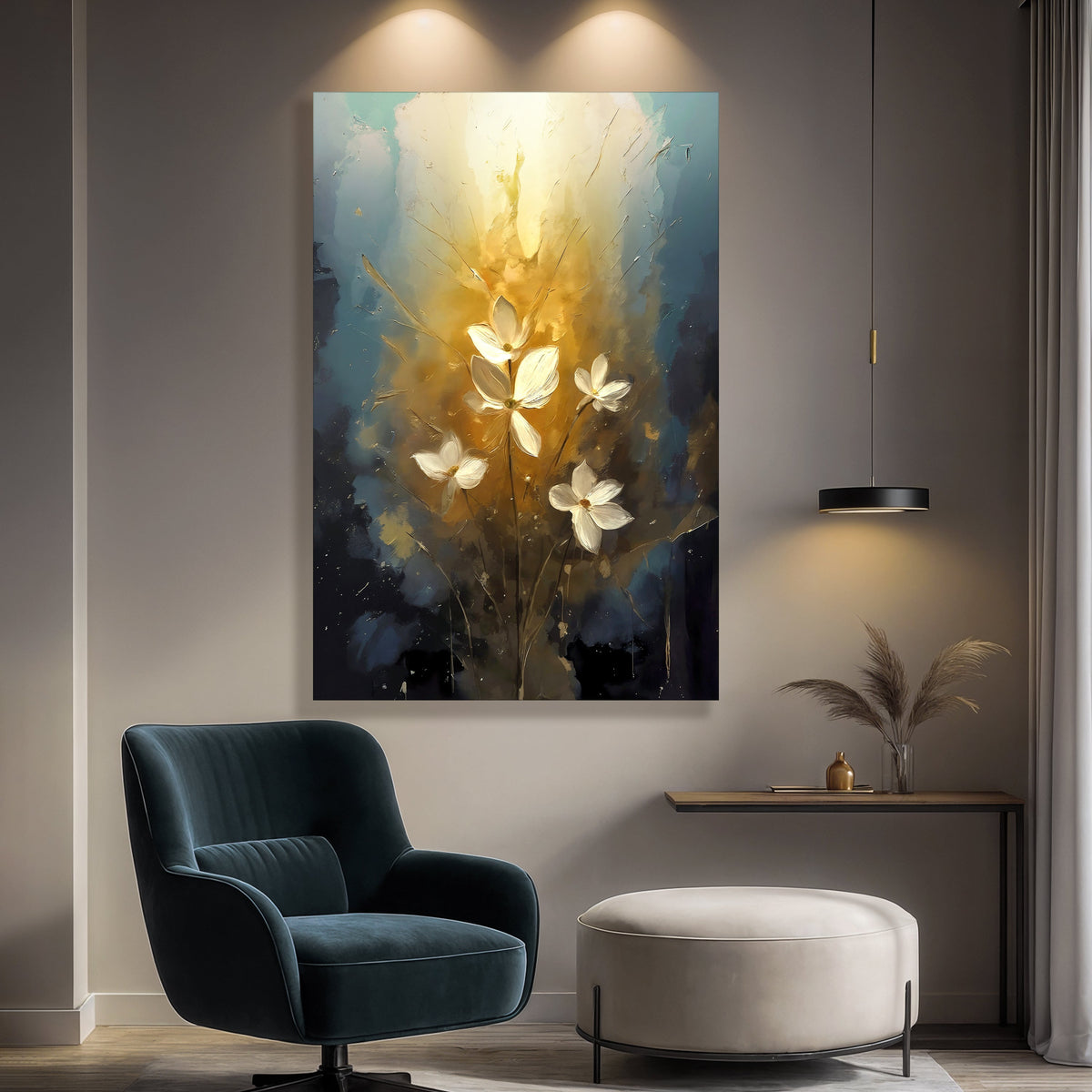 Golden Glow Elegant Flower Wall Art
