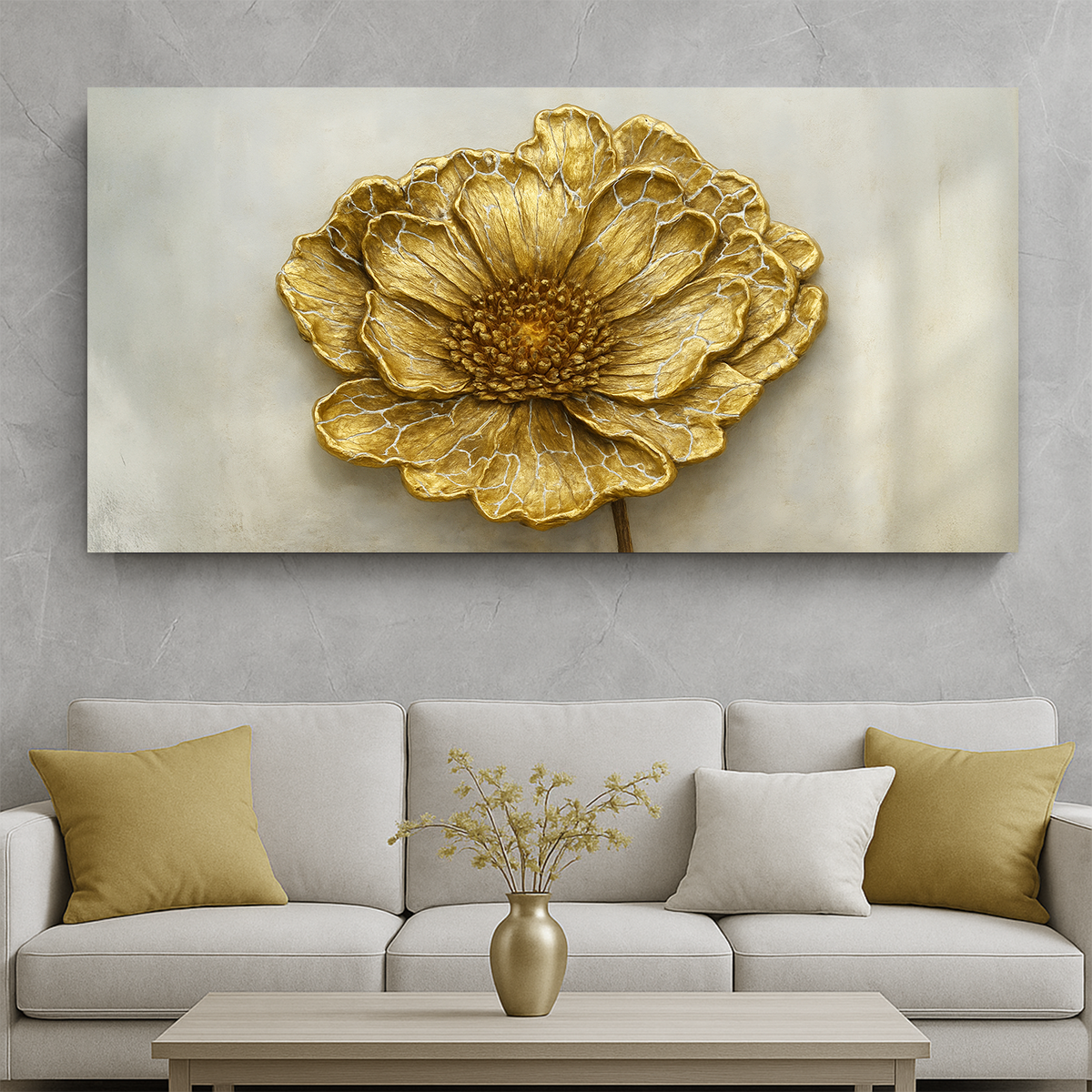 Golden Dandelion Minimalist Abstract Wall Art VI