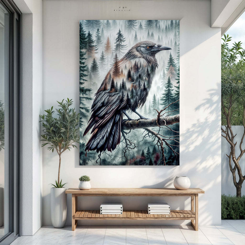 Crow Double Exposure Wall Art