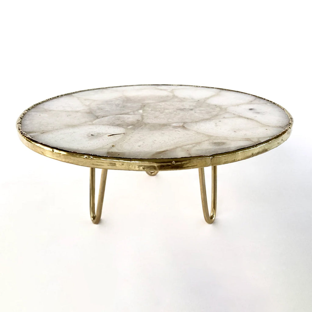 White Crystal Agate Cake Stand/Centerpiece/Display Stand/Tray 10"