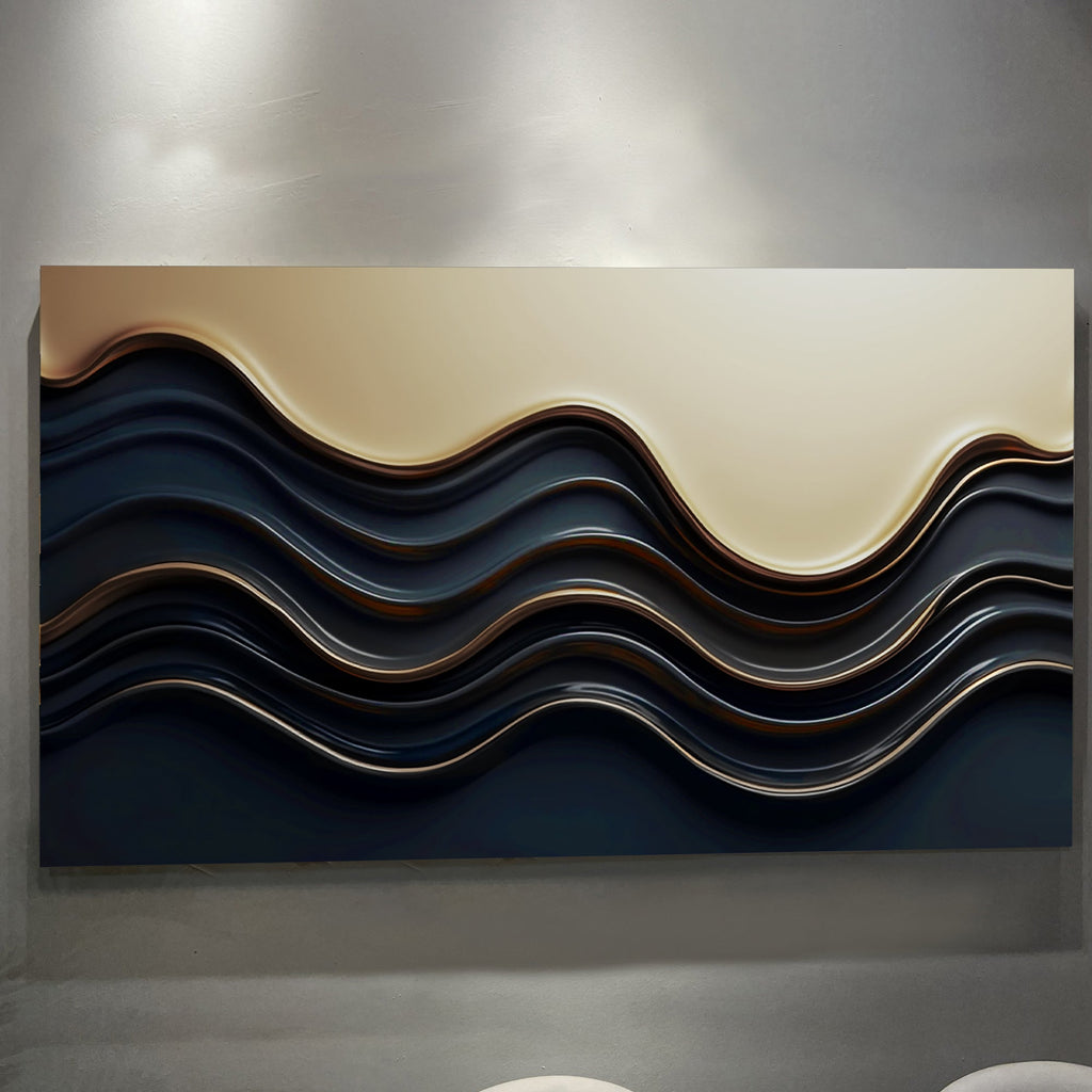Black and Gold Minimalist Abstract Wall Art III