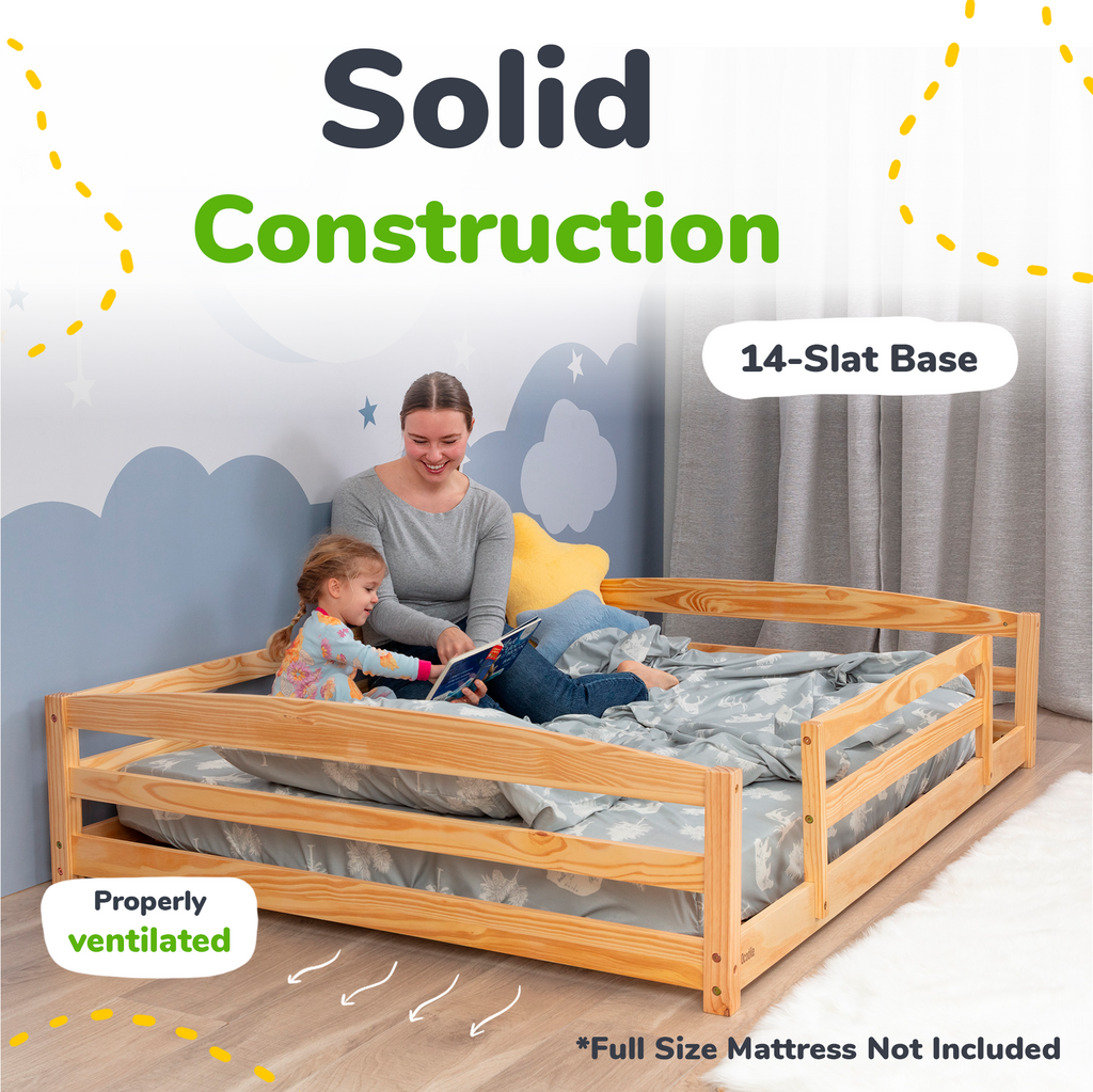 Full – Size Montessori Floor Bed with Strong Slatted Frame