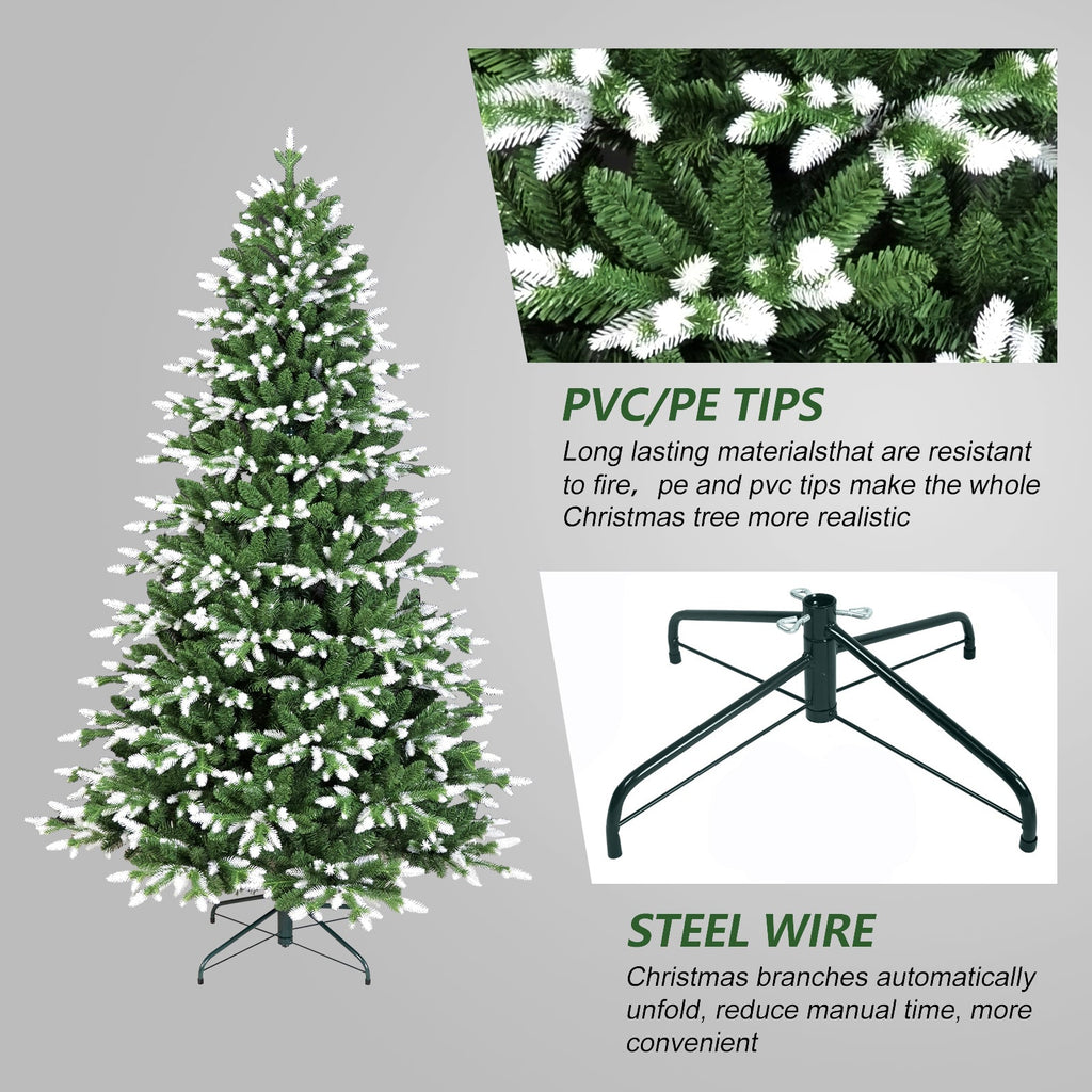 7FT Artificial Christmas Tree – White – Tipped Design