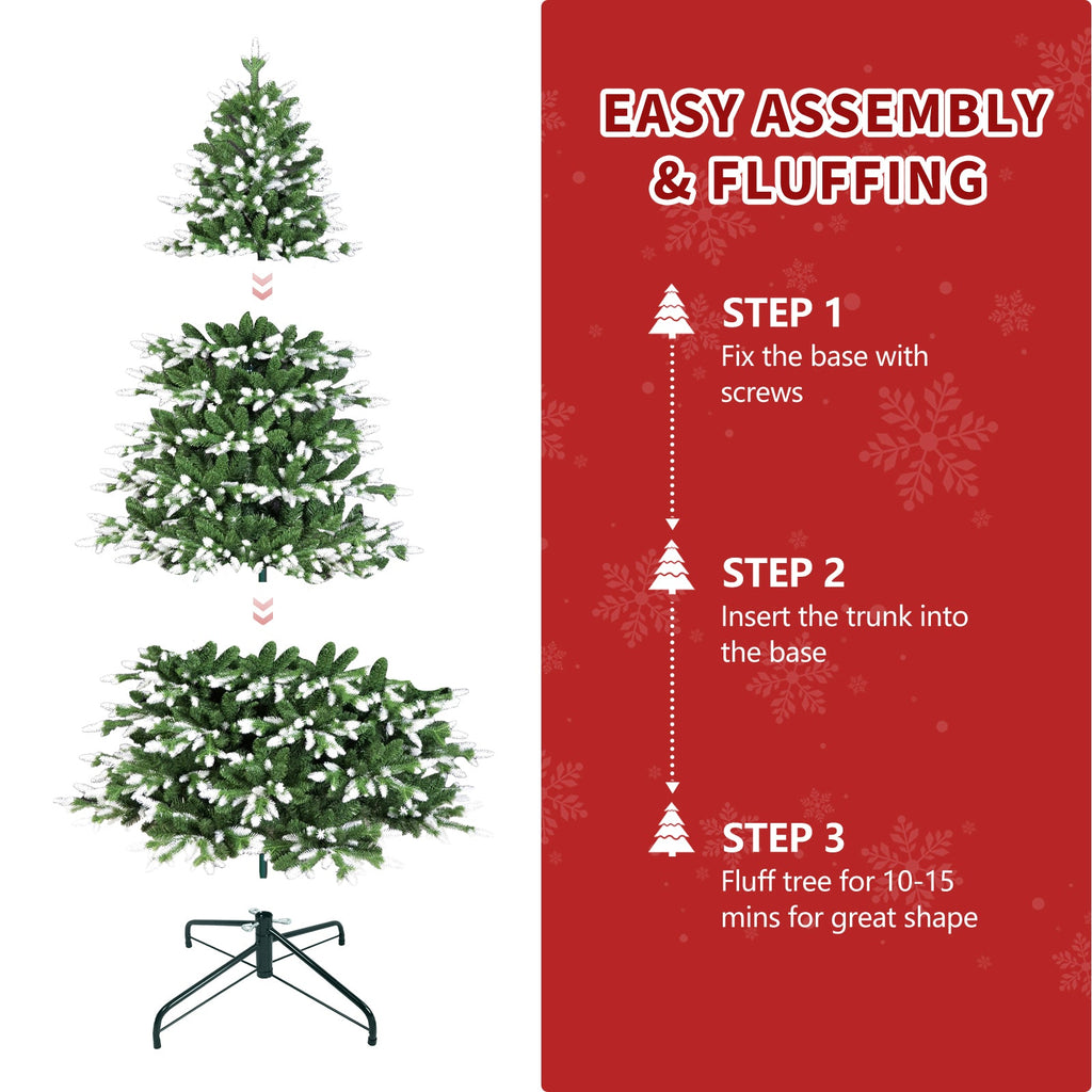6FT Artificial Christmas Tree, White – Tipped PE & PVC Mixed Auto Tree