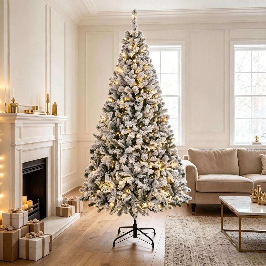 7.5 ft Pre – Lit Flocked Fraser Fir Artificial Christmas Tree