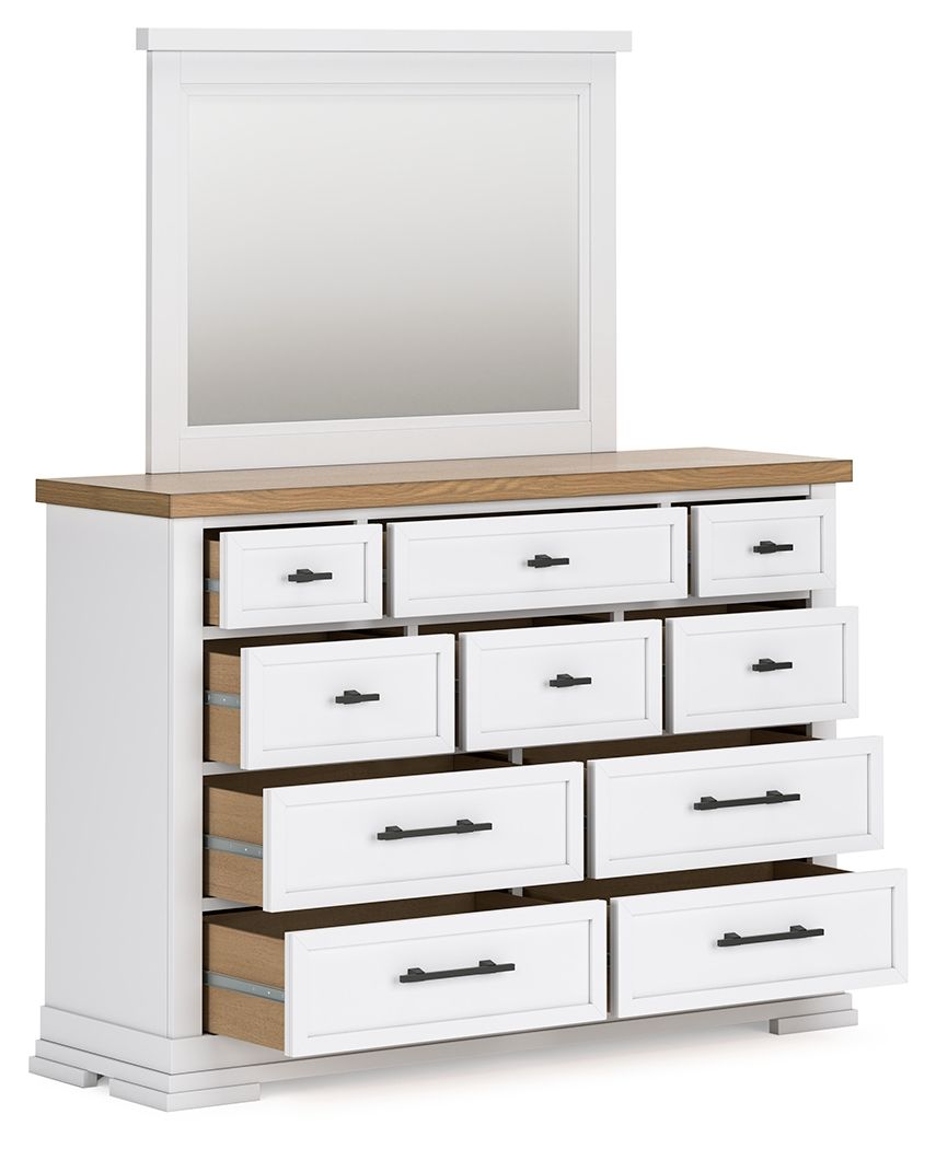 Ashbryn – Dresser And Mirror – White / Natural