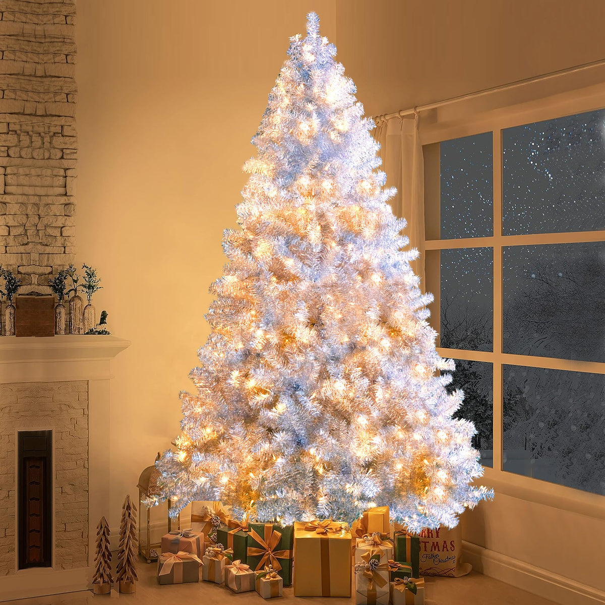 7.4FT Sliver Pre – Lit Artificial Christmas Tree