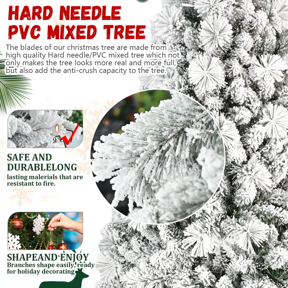 4FT Flocked Christmas Tree with 150 Warm White LED Lights
