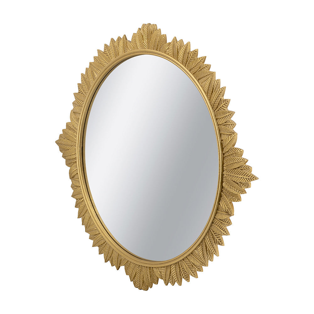 Ornate Rococo – Style Round Wall Mirror, Gold, 35.5 × 31.5 in