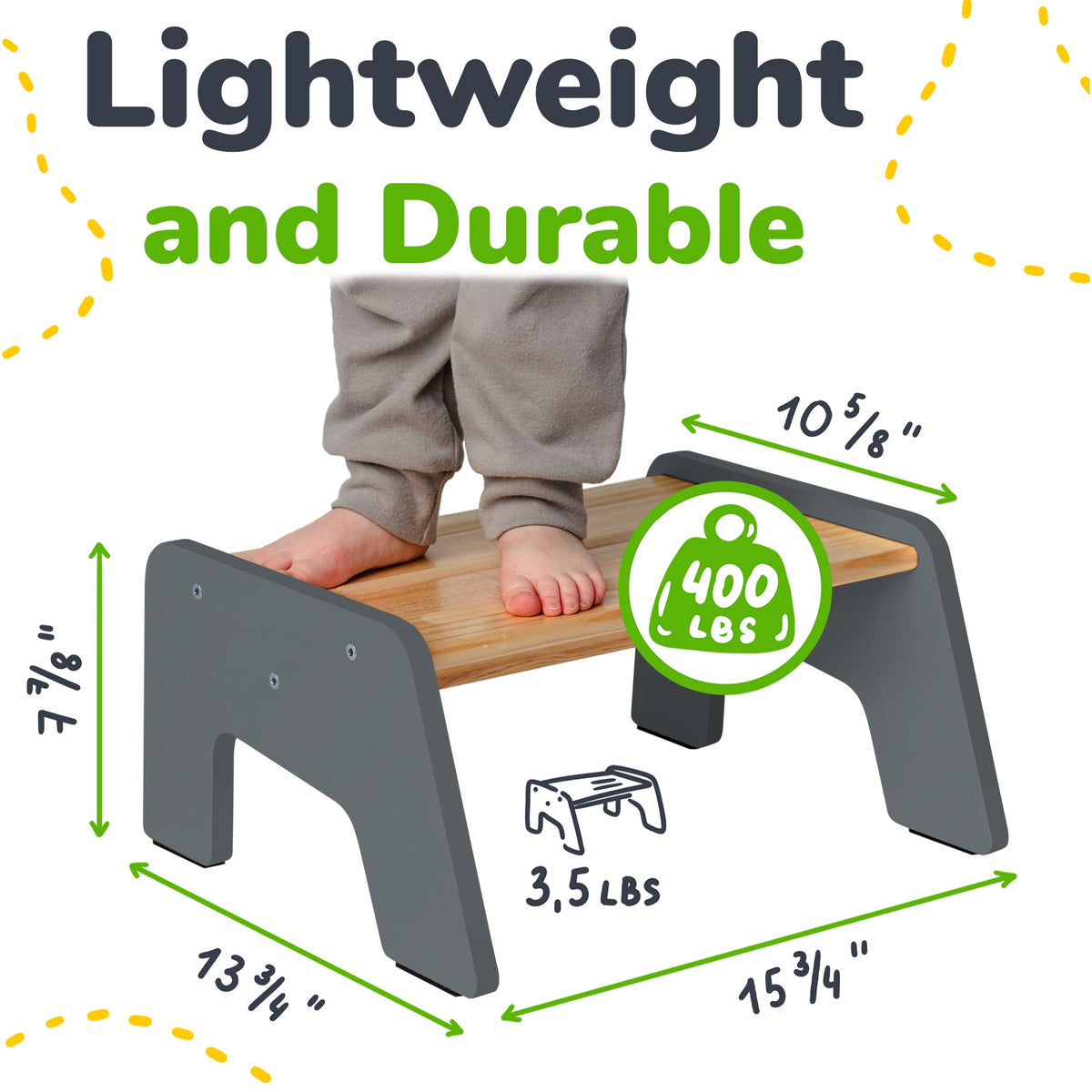1 – Step Wooden Stool for Kids(Multi – Purpose Step Stool for Kitchen, Bath, and Potty Training)