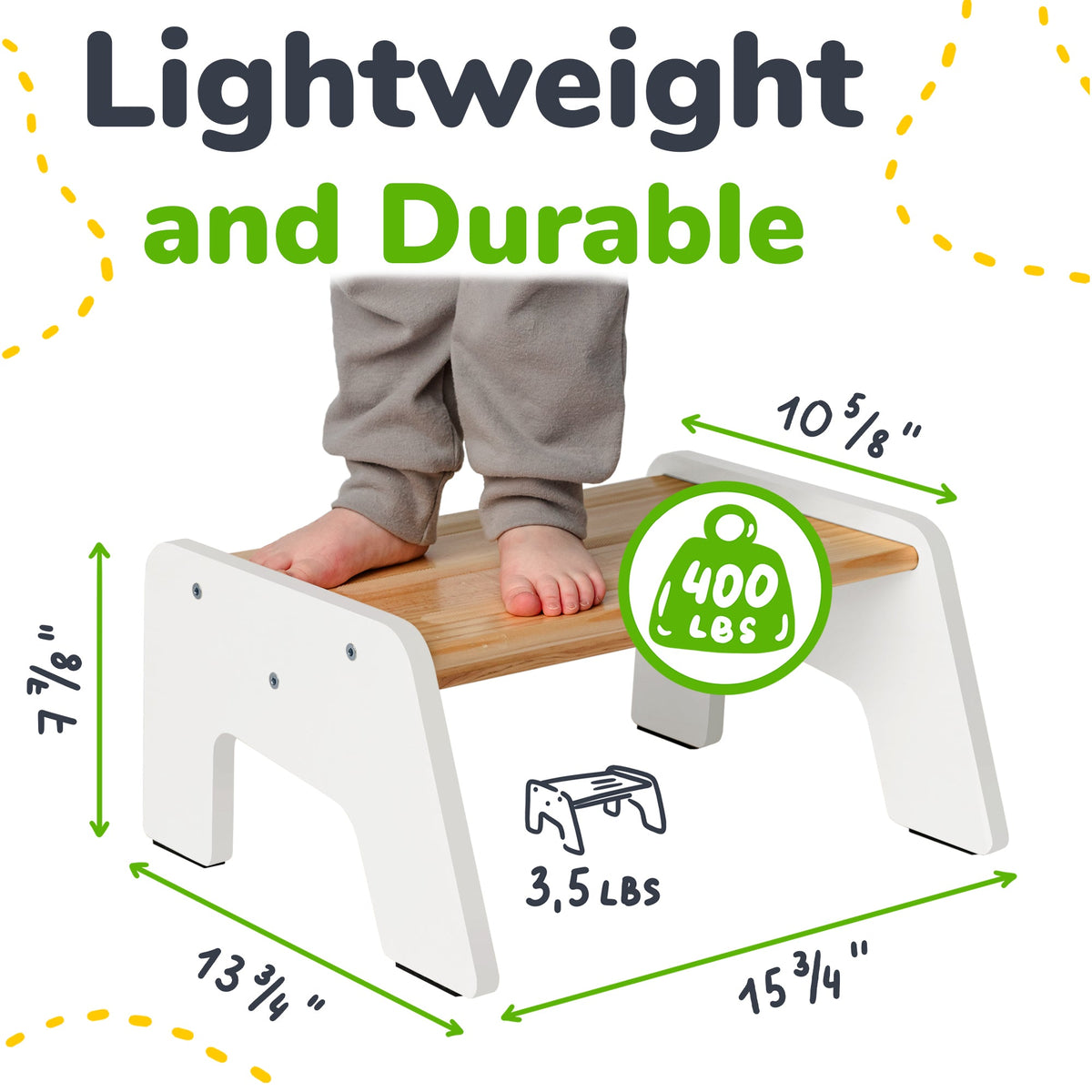 1 – Step Wooden Stool for Kids(Multi – Purpose Step Stool for Kitchen, Bath, and Potty Training)