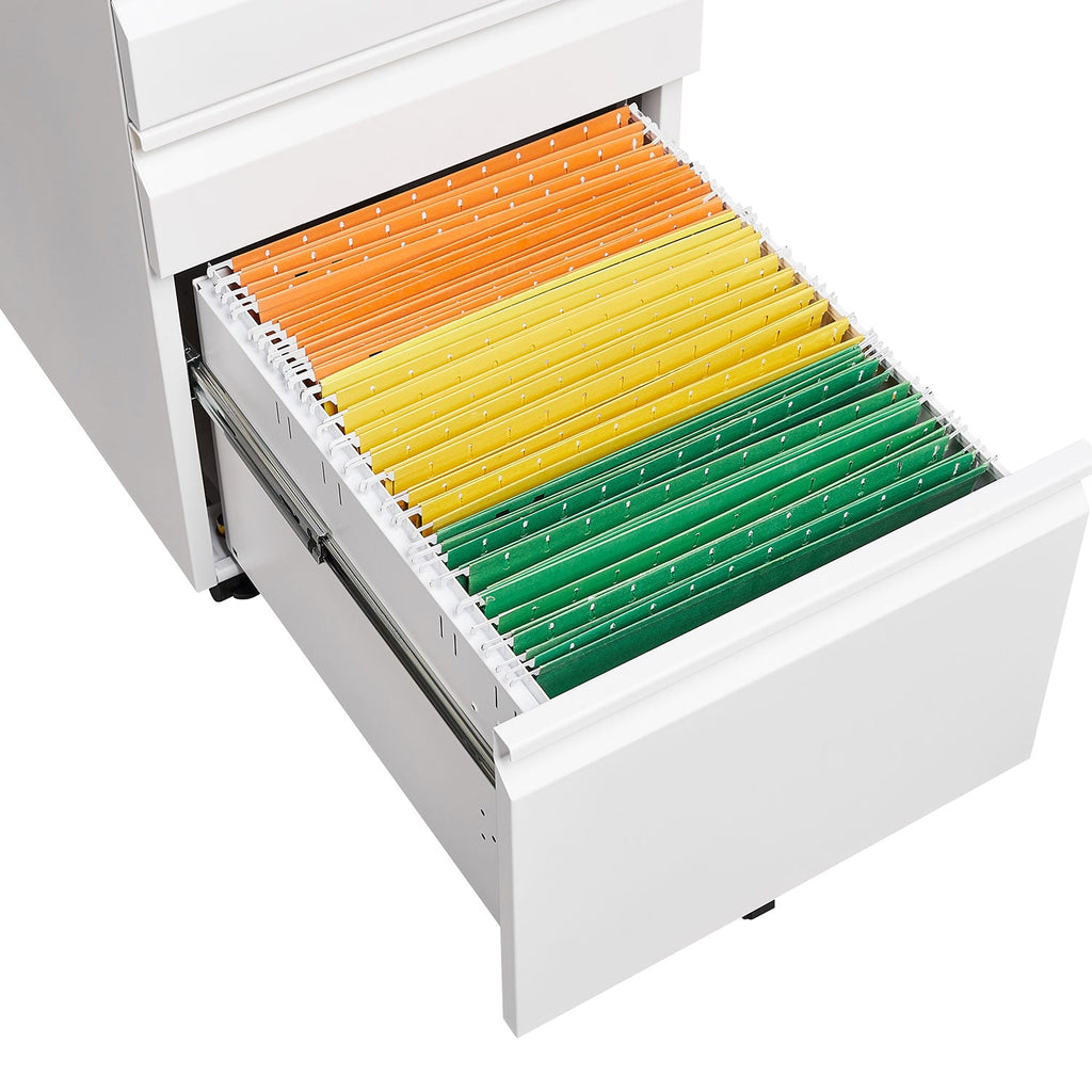 3 – Drawer Mobile Filing Cabinet with Lock in White