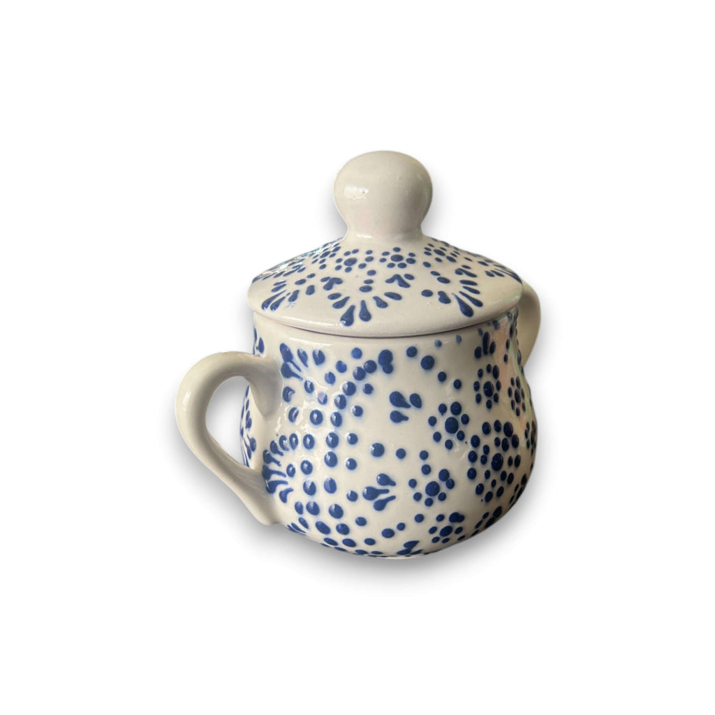 Blue & White Talavera Sugar Jar | Handmade Puebla Kitchenware