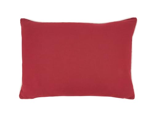 Fennco Styles Embroidered Snowflakes Cotton Throw Pillow Cover 14" W x 20" L – Red Holiday Cushion Case for Christmas, C