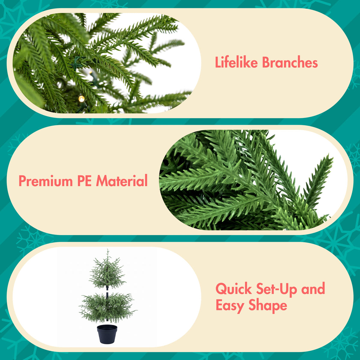 4 – Piece Christmas Tree Set – 2 Trees, Wreath, and Garland