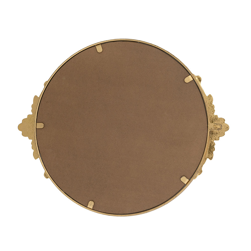 Gold-Framed Round Mirror Tray
