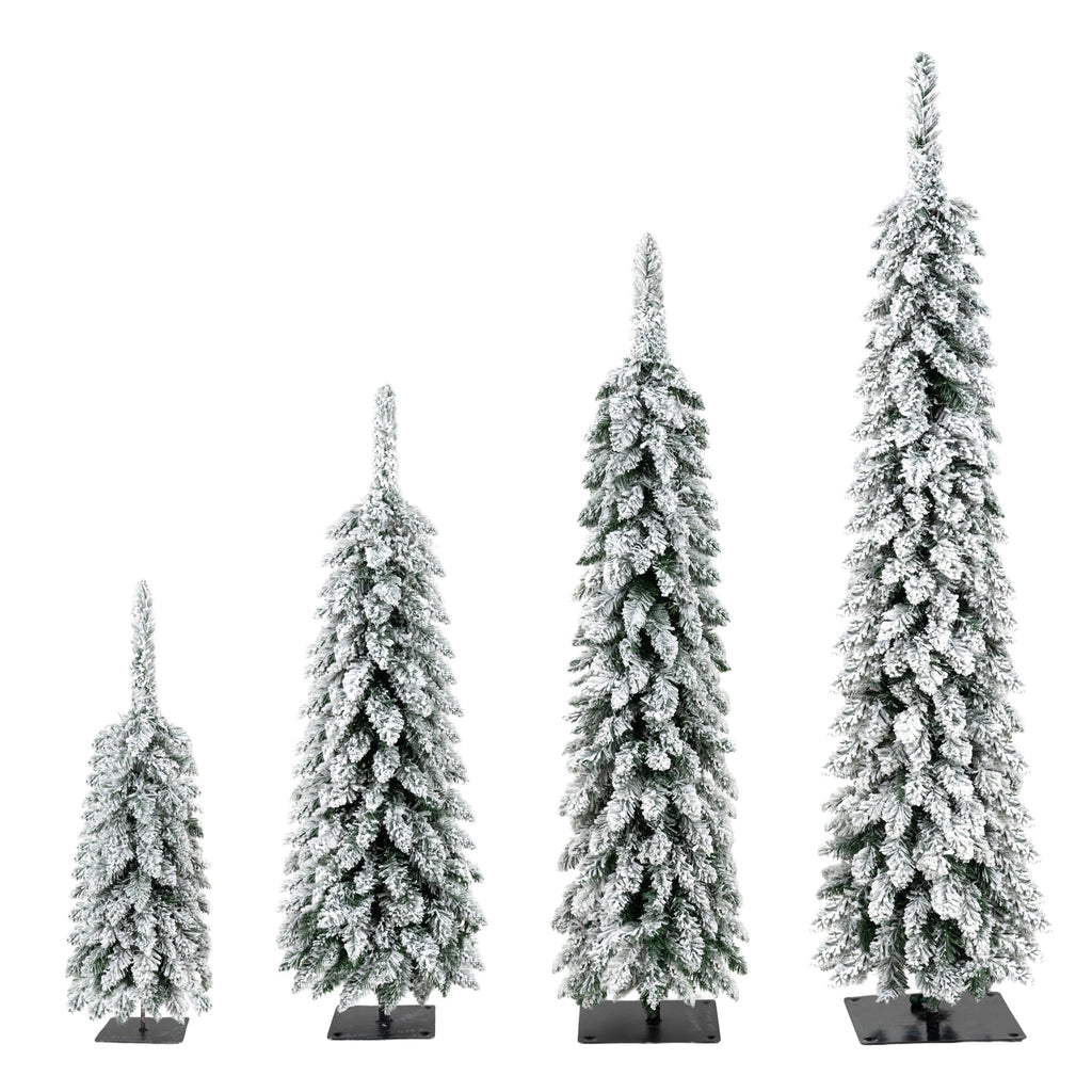 4 Pack Pre – Flocked Christmas Trees