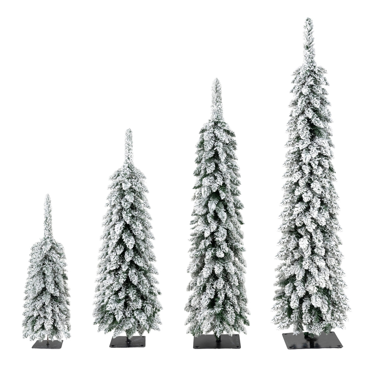 4 Pack Pre – Flocked Christmas Trees