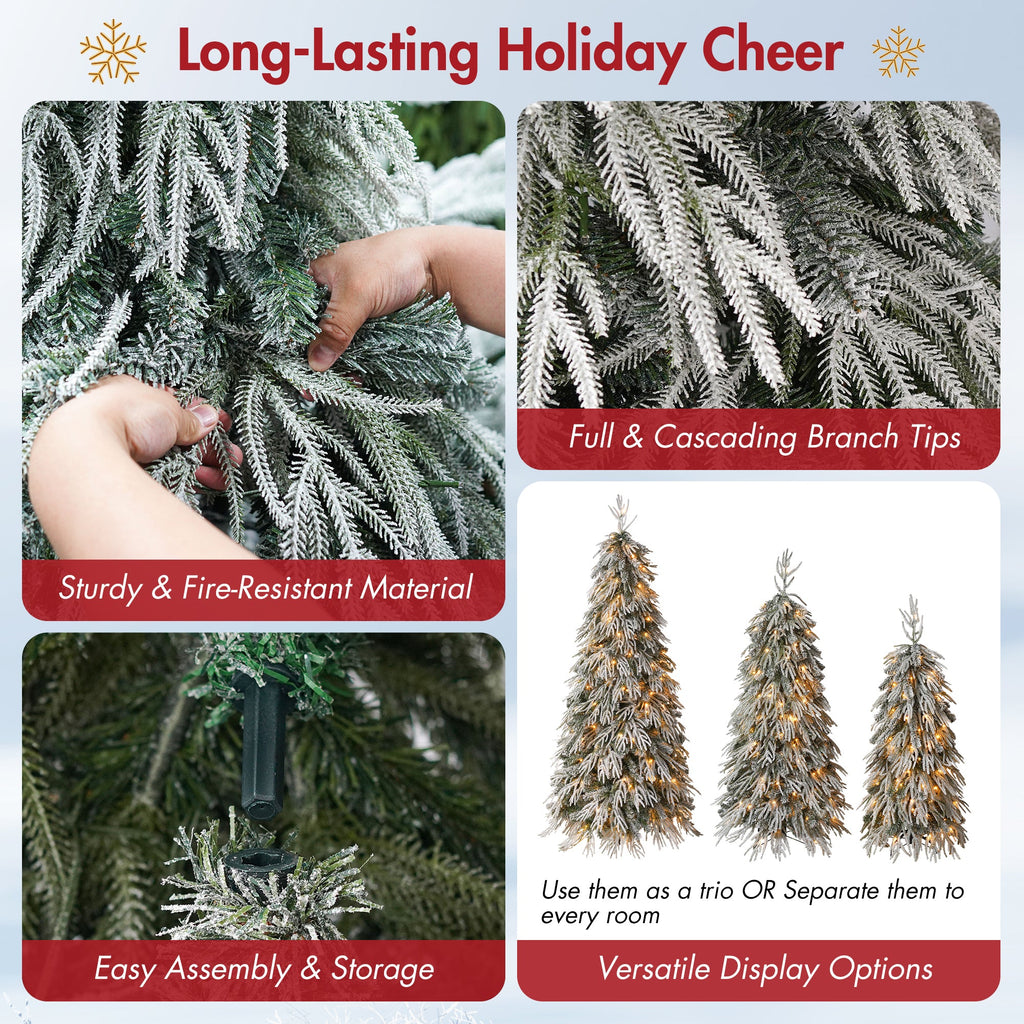Snowy Cascading Christmas Trees 3 – Piece Set