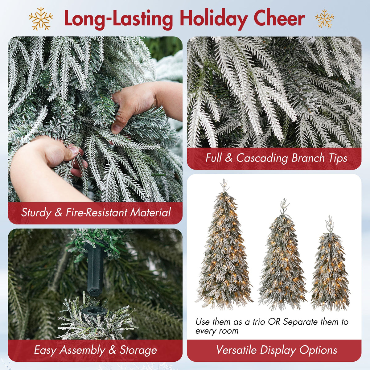 Snowy Cascading Christmas Trees 3 – Piece Set