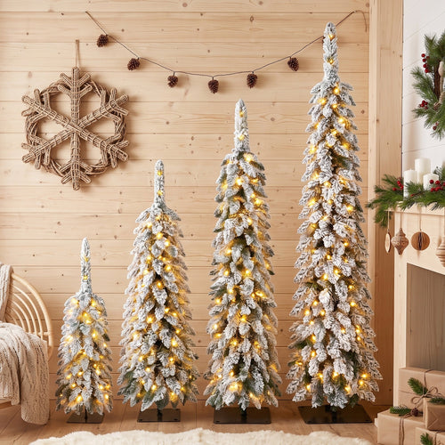 4 Pack Pre – Flocked Christmas Trees