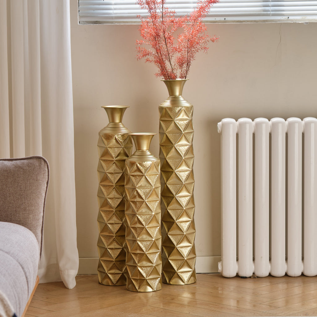 Semi – Handmade Metal Floor Vase Set of 3